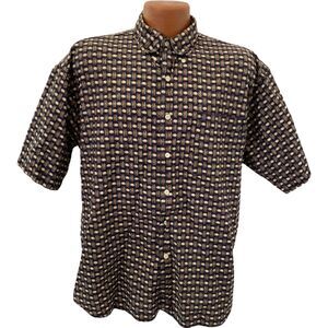 Vintage C.M. Sport Shirt Button Front Mens Size Large Multicolor Novelty Pattern